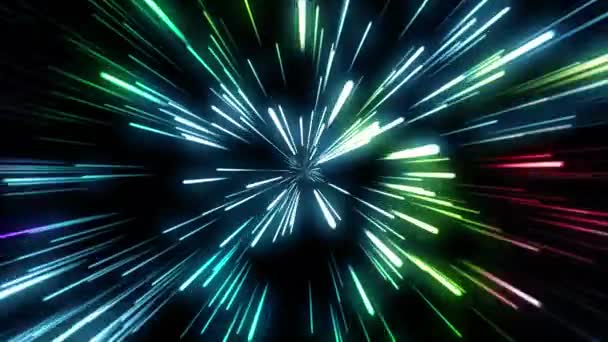 Zapętlona Animacja Kolorowy Tunel Linii Neonowych — Wideo stockowe