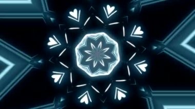 Parlayan neon hatları arasında uçmak bir tünel ışığı, modern ışıklandırma, 4k kusursuz döngü yaratmak 