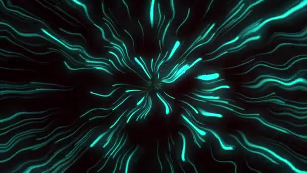 반복되는 애니메이션 중심에서 광파가 빠르게 이동하는 추상적 — 비디오