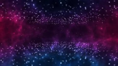 Mavi, dumanlı arka plan 4k animasyonunda ışık ışınlarıyla yıldız oluşumunun dramatik arkaplanı 