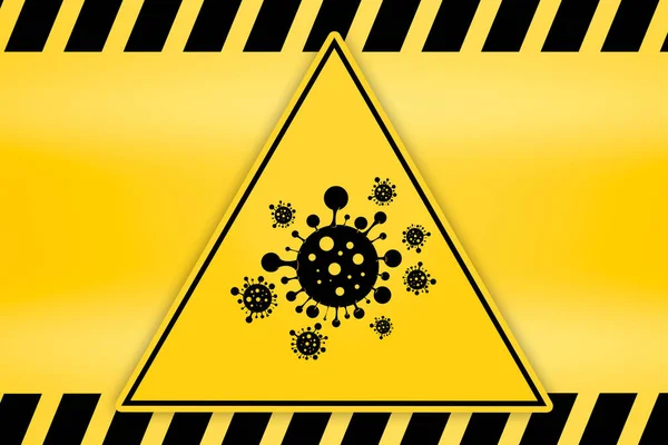 Застереження Лінії Фону Значок Знак Обережності Коронавірус Зупинити Біологію Бактерії — стокове фото