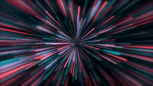 Acceleration Speed Motion Tunnel Light Stripes Moving Fast Dark Background — Stock Video