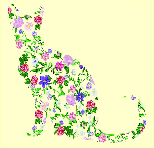 Gato Hecho Flores Colores — Foto de Stock