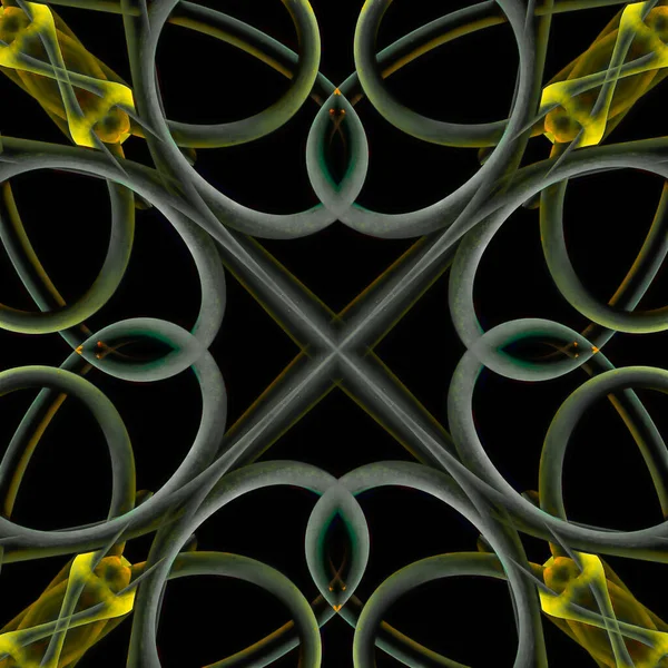 Abstract geel grijs geometrisch patroon gemaakt van gebogen knoflookplanten — Stockfoto