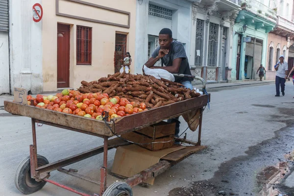 Продавец овощей на улице из Гаваны, Куба — стоковое фото
