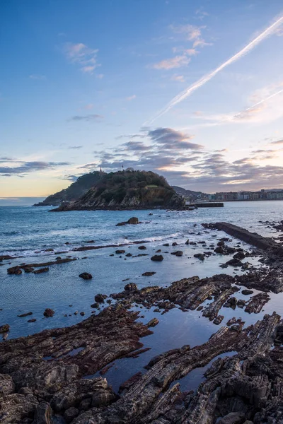 Блакитний Схід Сонця Низькому Припливі Видом Острів Санта Клара Сан — стокове фото