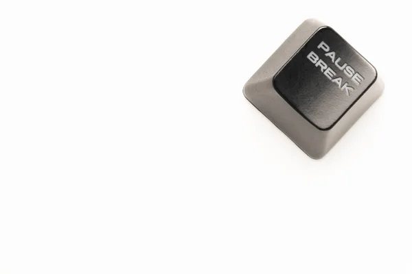 Černé tlačítko klávesnice s bílým nápisem pauza přestávka přestávka v rohu na bílém pozadí — Stock fotografie