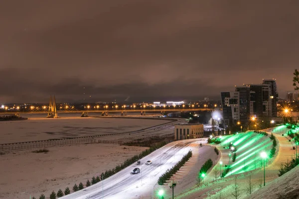 Miléniový Most Kazani Nad Řekou Kazankou Zimním Dni Rusko — Stock fotografie