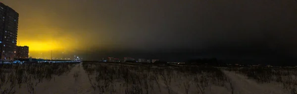 Vista Panorâmica Dos Subúrbios Kazan Rússia Céu Brilhantemente Iluminado Sobre — Fotografia de Stock