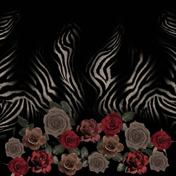Flower and zebra skin — Stock Photo, Image