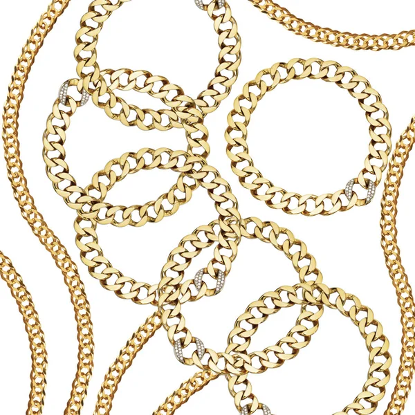 Šperky Zlaté řetízky v různých tvarech — Stock fotografie