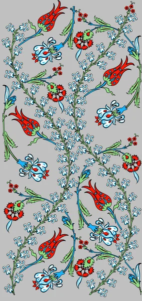 赤いチューリップの花オスマン トルコ語アート — ストック写真