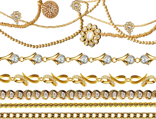 Golden chain set border — Stock Photo, Image