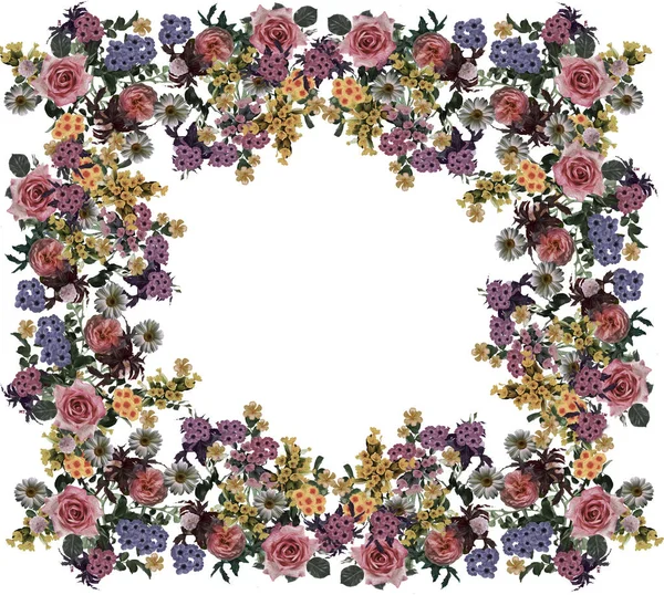 Illustration colorée fleurs fond — Photo