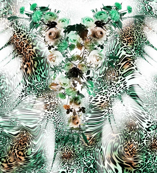 Flor mezcla leopardo patrón fondo — Foto de Stock