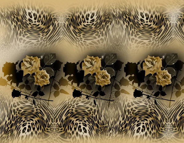 rose flower mix leopard  pattern background