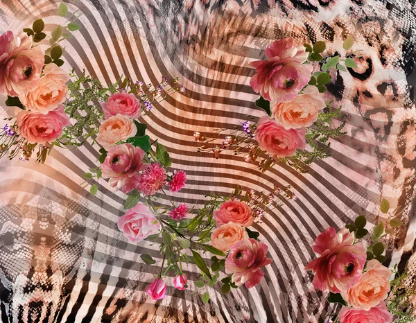 Λουλούδι μίγμα λεοπάρδαλη μοτίβο φόντου — Φωτογραφία Αρχείου
