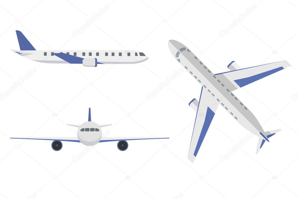 Download Flat Airplane Aircraft Flight Travel Aviation Wings And Landing Airplanes Plane Front Flights In Air Airplane With A Blue Tail That Is On The Air Premium Vector In Adobe Illustrator Ai