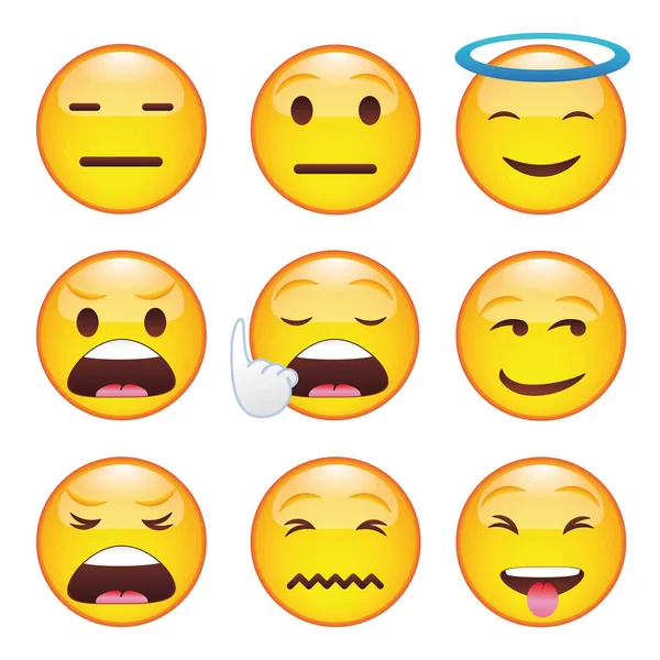 Set dari Emoticon. Set dari Emoji . - Stok Vektor