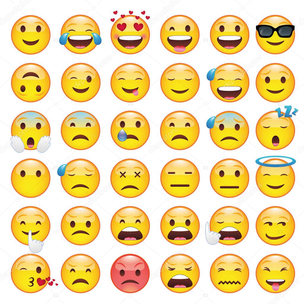 Set of Emoticons. Set of Emoji.