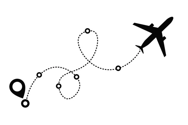 Airplane line path vector — Stock Vector