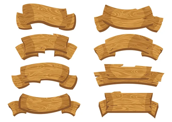 Cartoon braunen Holzteller und Bänder. — Stockvektor