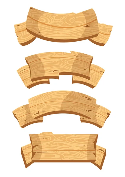 Panneau en bois, vieux jeu de vecteurs en bois — Image vectorielle