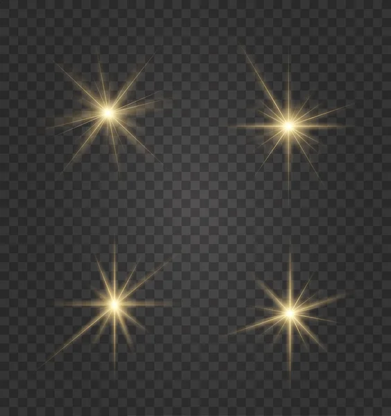 Σετ χρυσό λαμπερό φώτα — Διανυσματικό Αρχείο