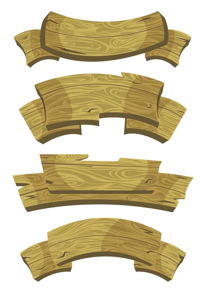 Мультяшна коричнева дерев'яна тарілка та стрічки . — стоковий вектор