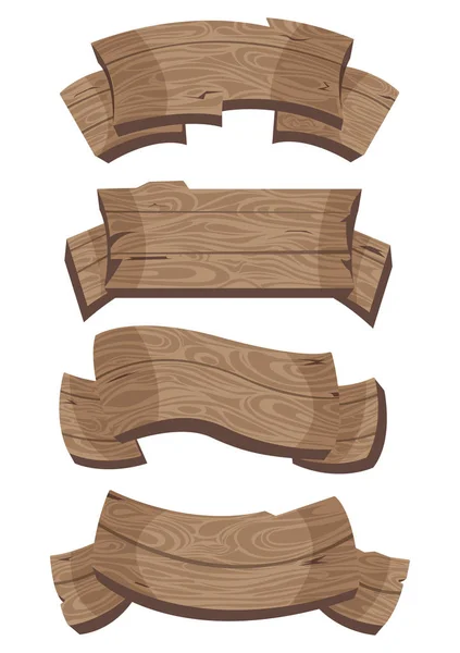 Kreslený hnědý dřevěný talíř a stuhy. — Stockový vektor