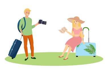 Turist karakterleri. Vektör