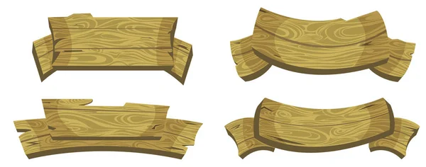 Bannières en boisPanneaux en bois avec différentes formes . — Image vectorielle