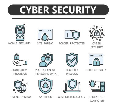 siber güvenlik simgeleri. 