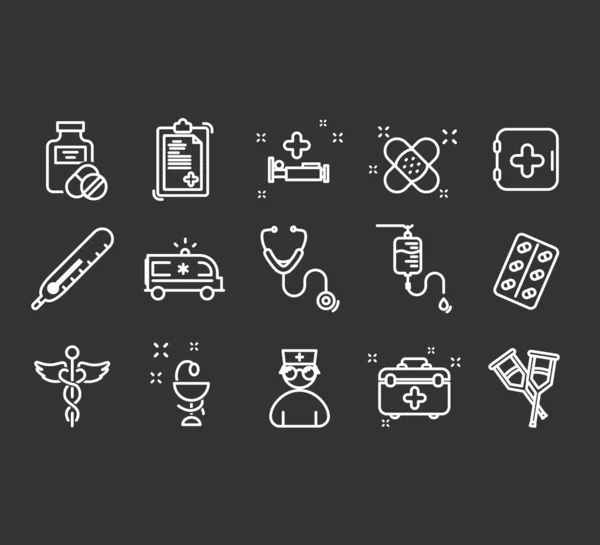 Juego de iconos de línea del hospital — Archivo Imágenes Vectoriales