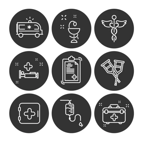 Juego de iconos de línea del hospital — Vector de stock