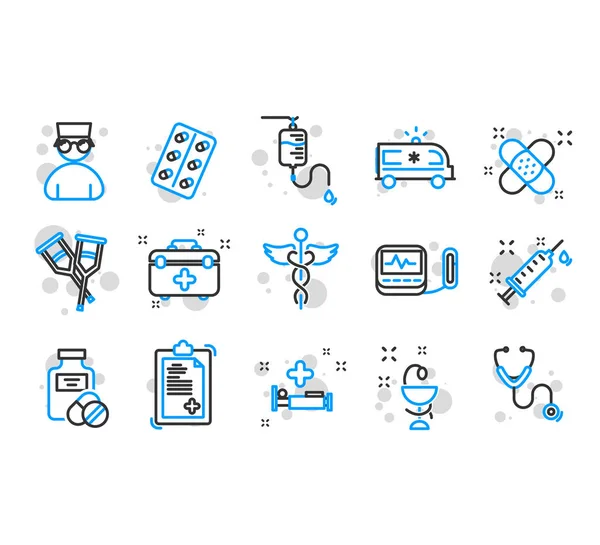 Line icons set of hospital — Stock Vector