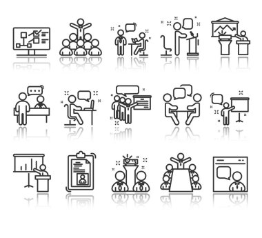 İş sunum satırı simgeleri. 