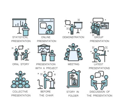 İş sunum satırı simgeleri. 