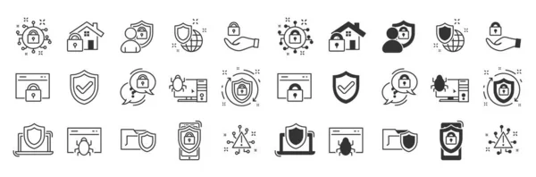 Iconos de seguridad cibernética. — Vector de stock