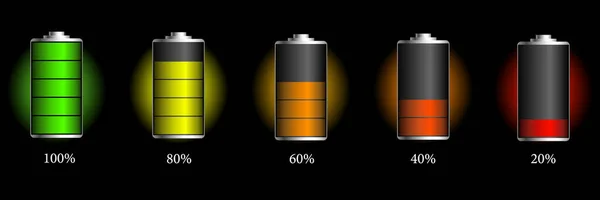 バッテリ充電インジケータのセット — ストックベクタ