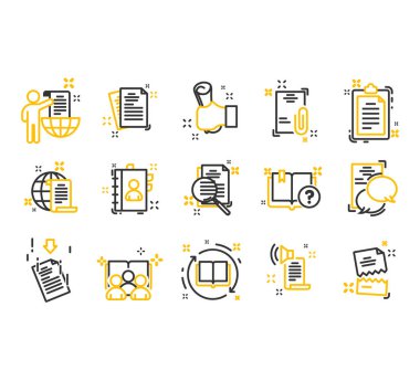 Belge kümesi ince çizgi simgeleri. 