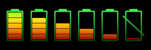 Batterij symbool set verschillende niveau — Stockvector
