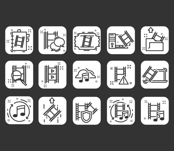 Set of Video Content Related Line Icons