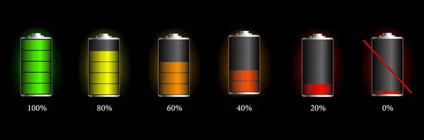 Set of battery charge indicators — Stock Vector