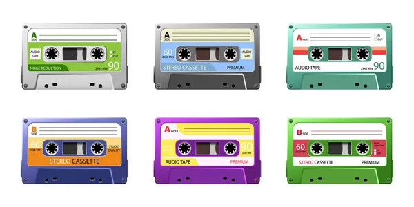 Muziekcassettes. Terugwerkende kracht — Stockvector