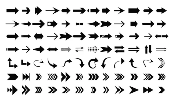 Flèches grandes icônes ensemble noir — Image vectorielle