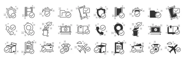 Approve line icons set. — Stock Vector