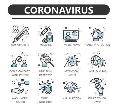 Coronavirüs simgesi seti