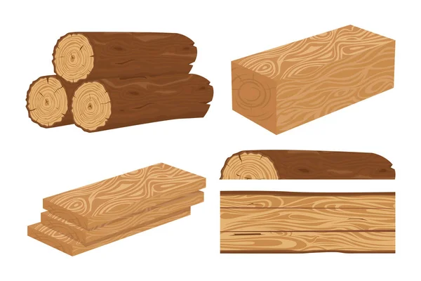 Set of wood logs — Stock Vector