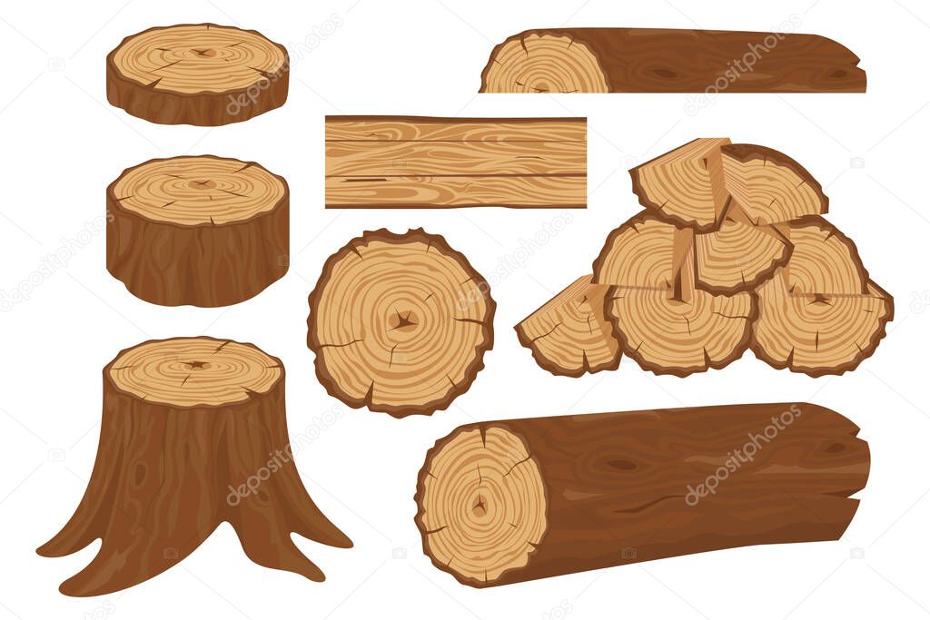 Set of wood logs 